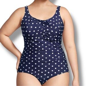 Lands’ End Plus Size Slender Suit Carmela One Piece Swimsuit NWT Size 24W Long